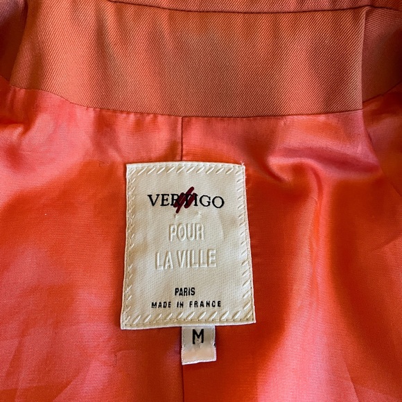 Vertigo 🇫🇷 Pour La Ville Orange Wool Blend Tailored Fitted Blazer Jacket M - Picture 14 of 14